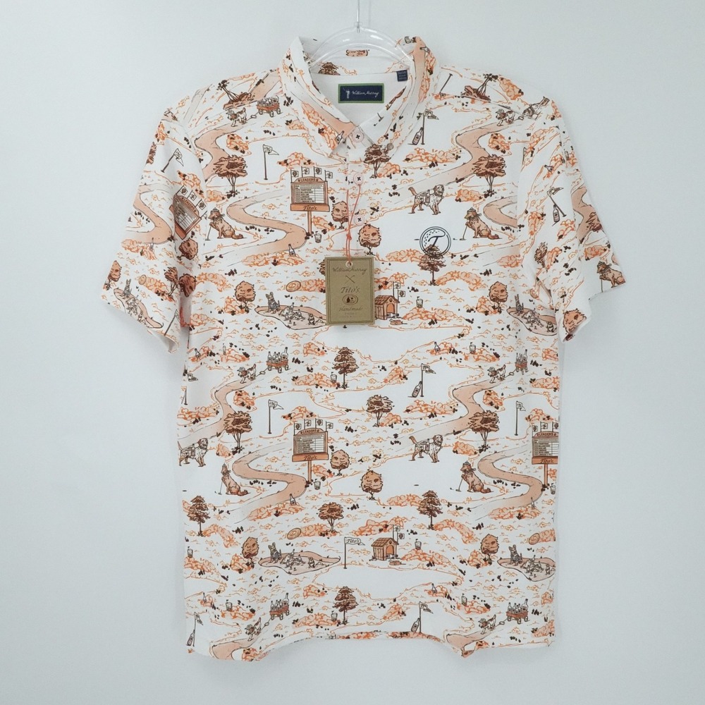 William Murray Golf Shirt Mens Medium Burnt Orange Titos Vodka‎ Golf Polo Print